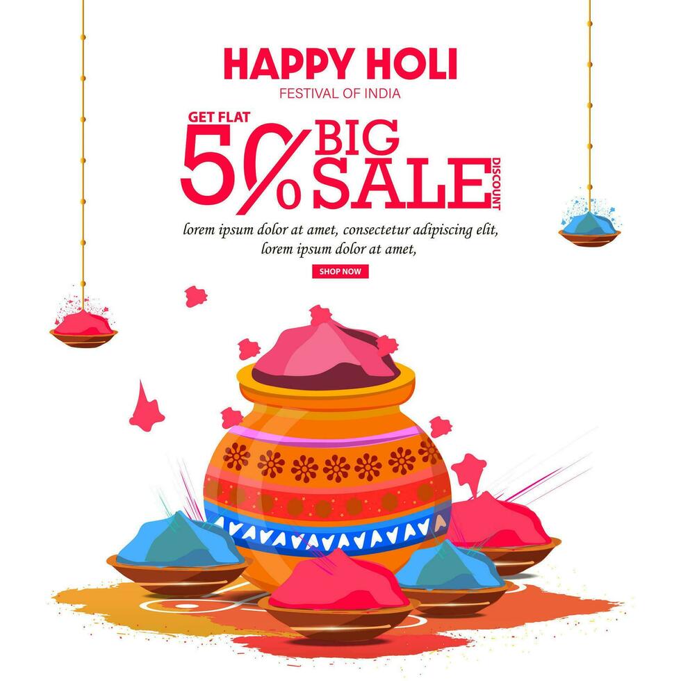 gros vente offre promo affiche pour content Holi Couleur festival. Holi est le le plus gros Couleur Festival célèbre dans Inde. vecteur