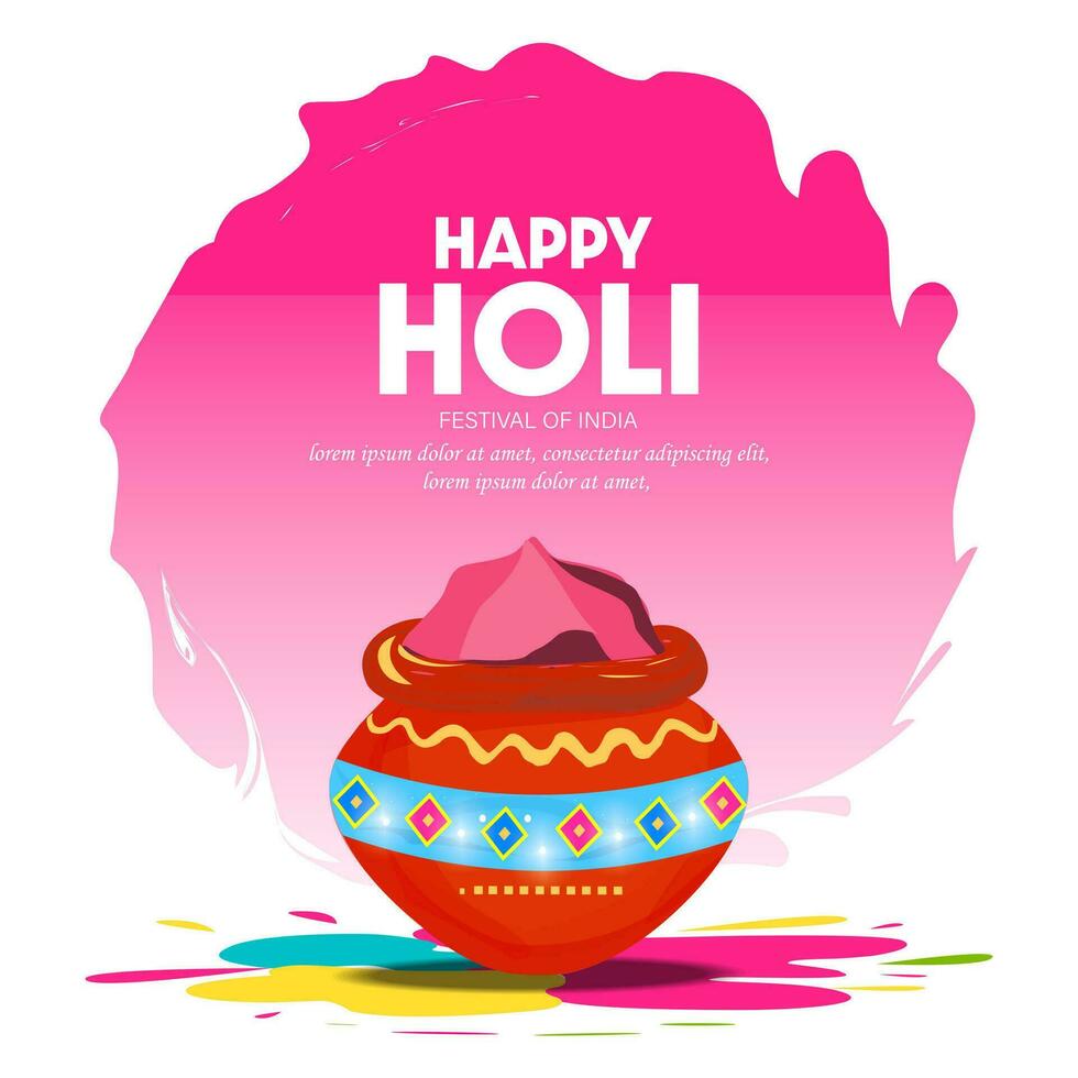 illustration de le coloré content Holi Indien Festival Contexte. poudre, bannière, affiche, créatif, prospectus vecteur