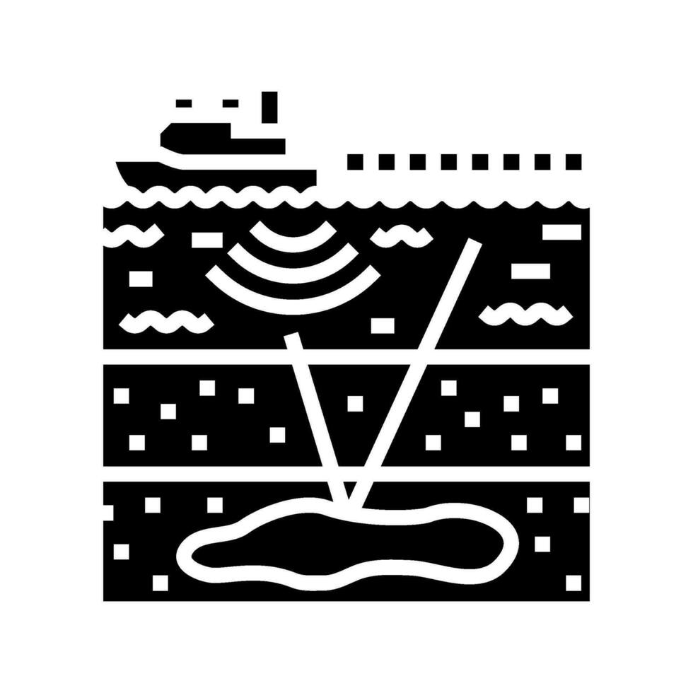 sismique arpentage pétrole ingénieur glyphe icône vecteur illustration