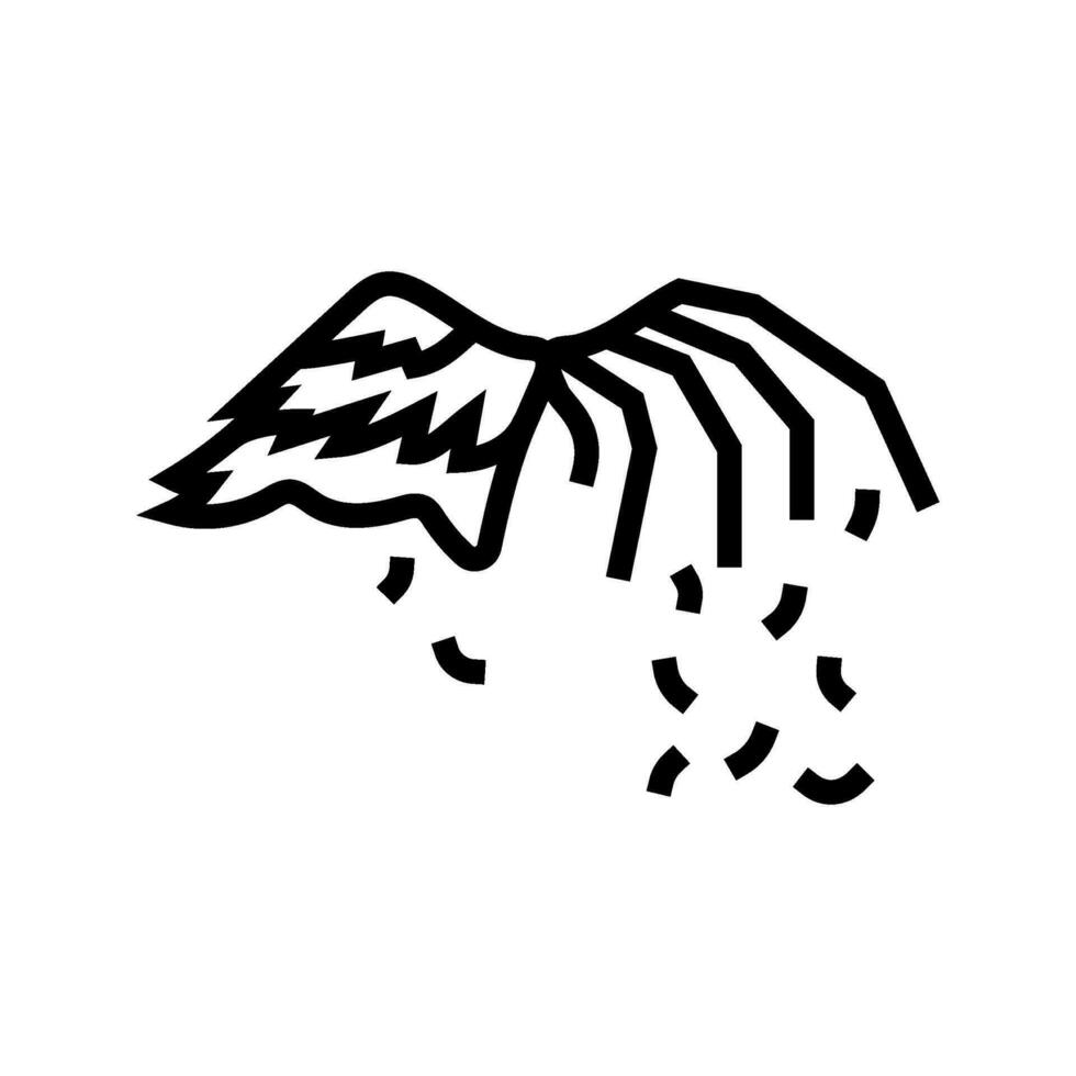 cassé ailes triste ambiance ligne icône vecteur illustration