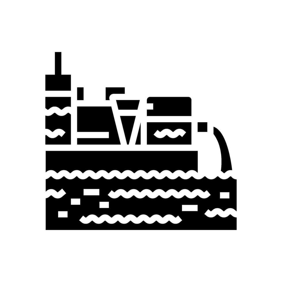 Marin eaux usées traitement glyphe icône vecteur illustration