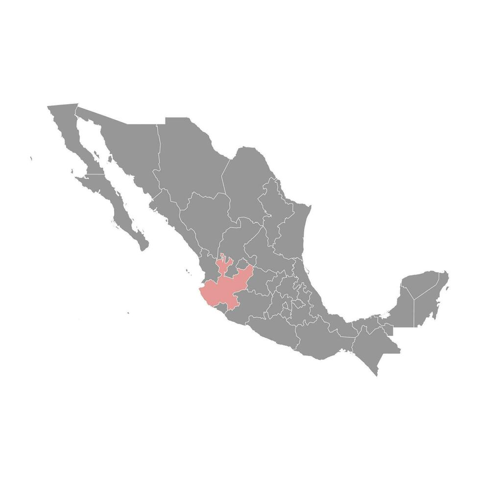Jalisco Etat carte, administratif division de le pays de Mexique. vecteur illustration.