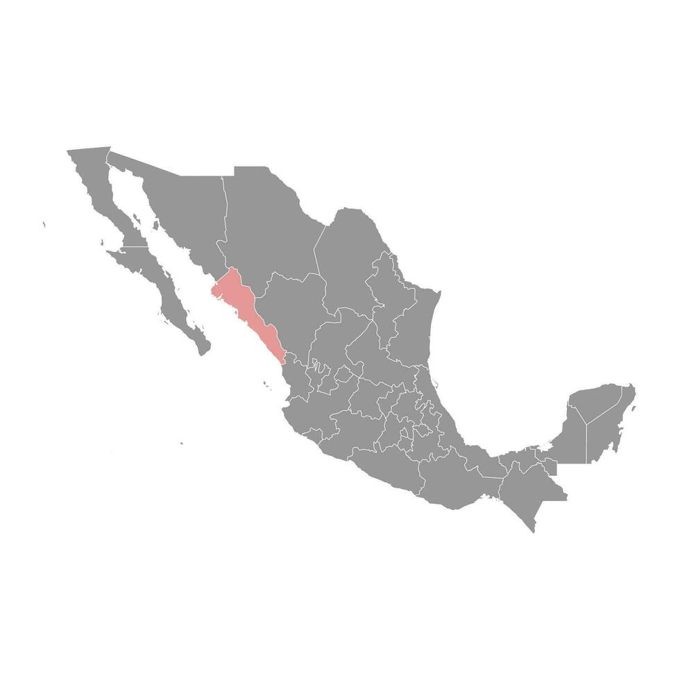 sinaloa Etat carte, administratif division de le pays de Mexique. vecteur illustration.