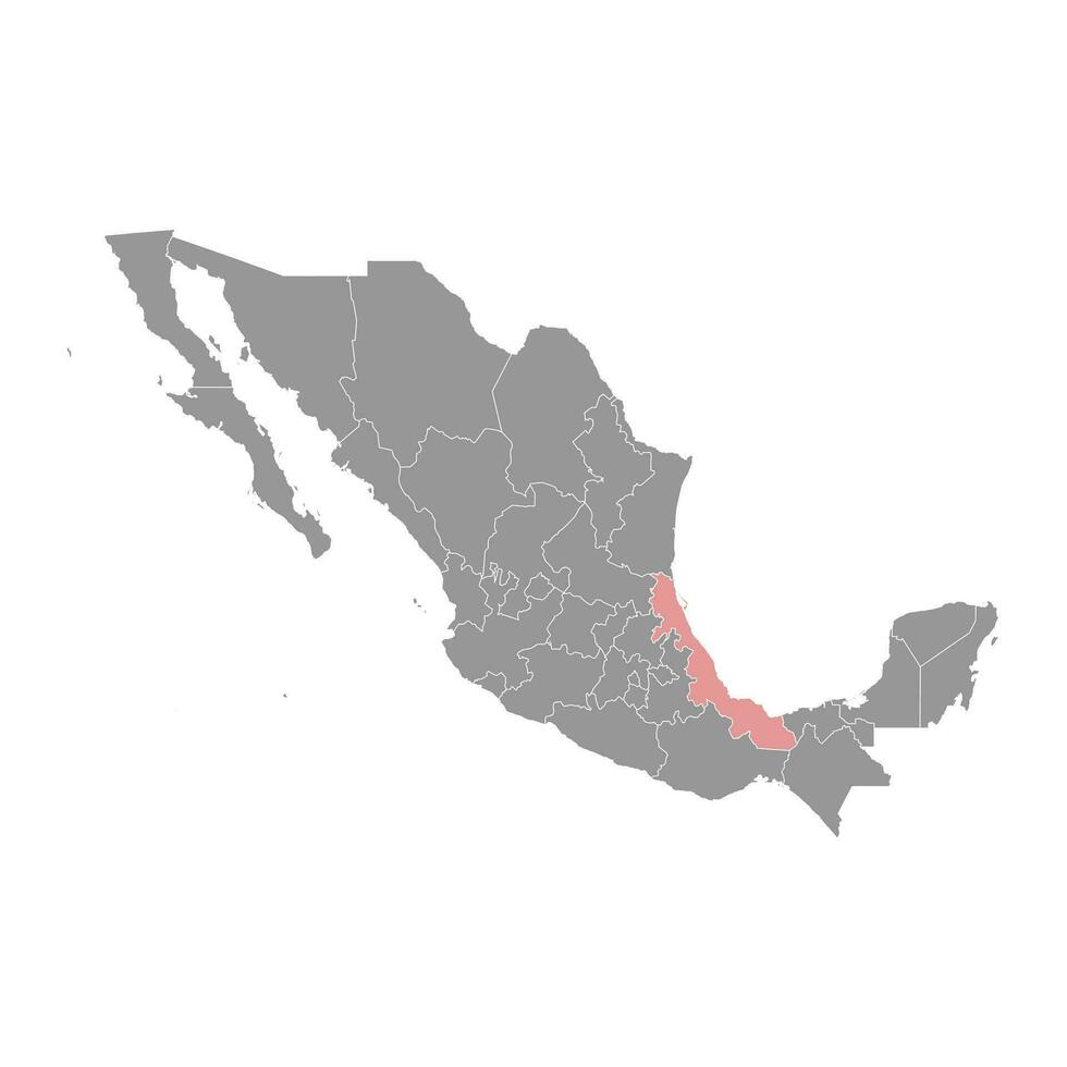 veracruz Etat carte, administratif division de le pays de Mexique. vecteur illustration.