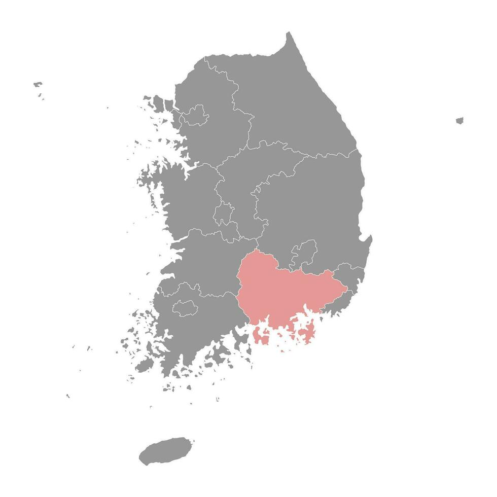 Sud gyeongsang carte, Province de Sud Corée. vecteur illustration.