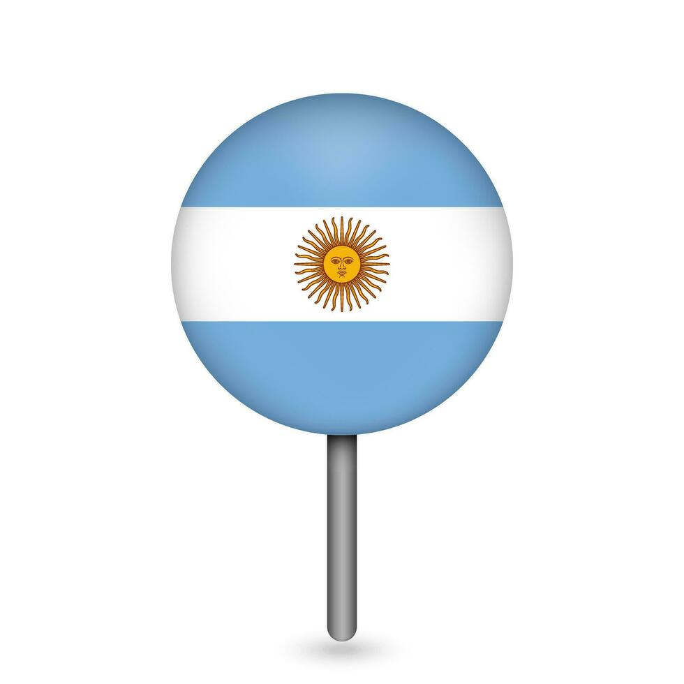 pointeur de carte avec contry argentine. drapeau argentin. illustration vectorielle. vecteur