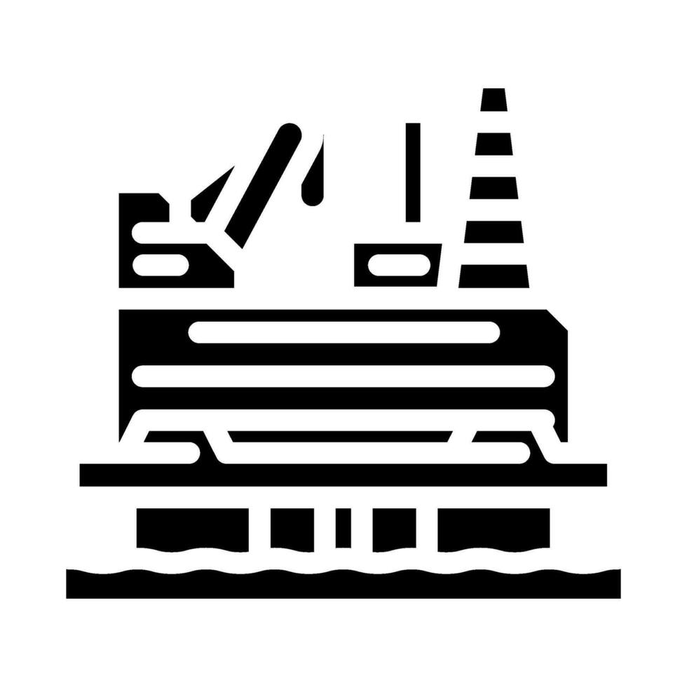 pétrole plate-forme Plate-forme pétrole ingénieur glyphe icône vecteur illustration