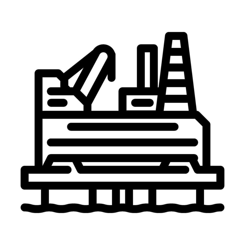 pétrole plate-forme Plate-forme pétrole ingénieur ligne icône vecteur illustration