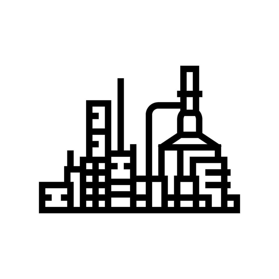 pétrole raffinerie plante pétrole ingénieur ligne icône vecteur illustration