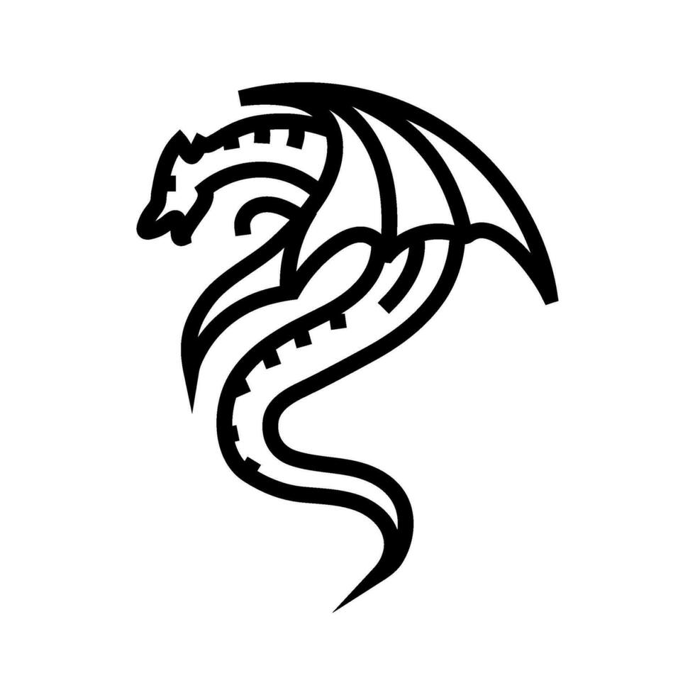 dragon tatouage art ancien ligne icône vecteur illustration
