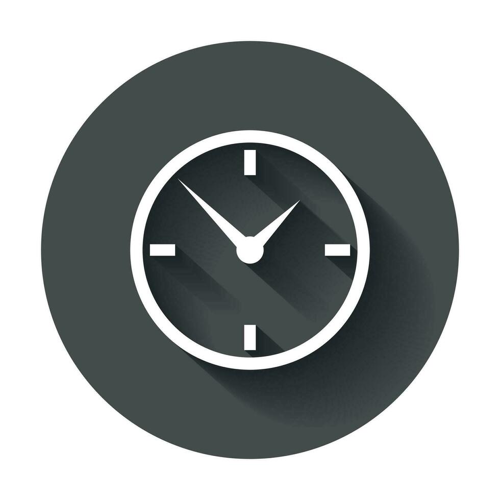 l'horloge icône, plat conception. vecteur illustration avec longue ombre.