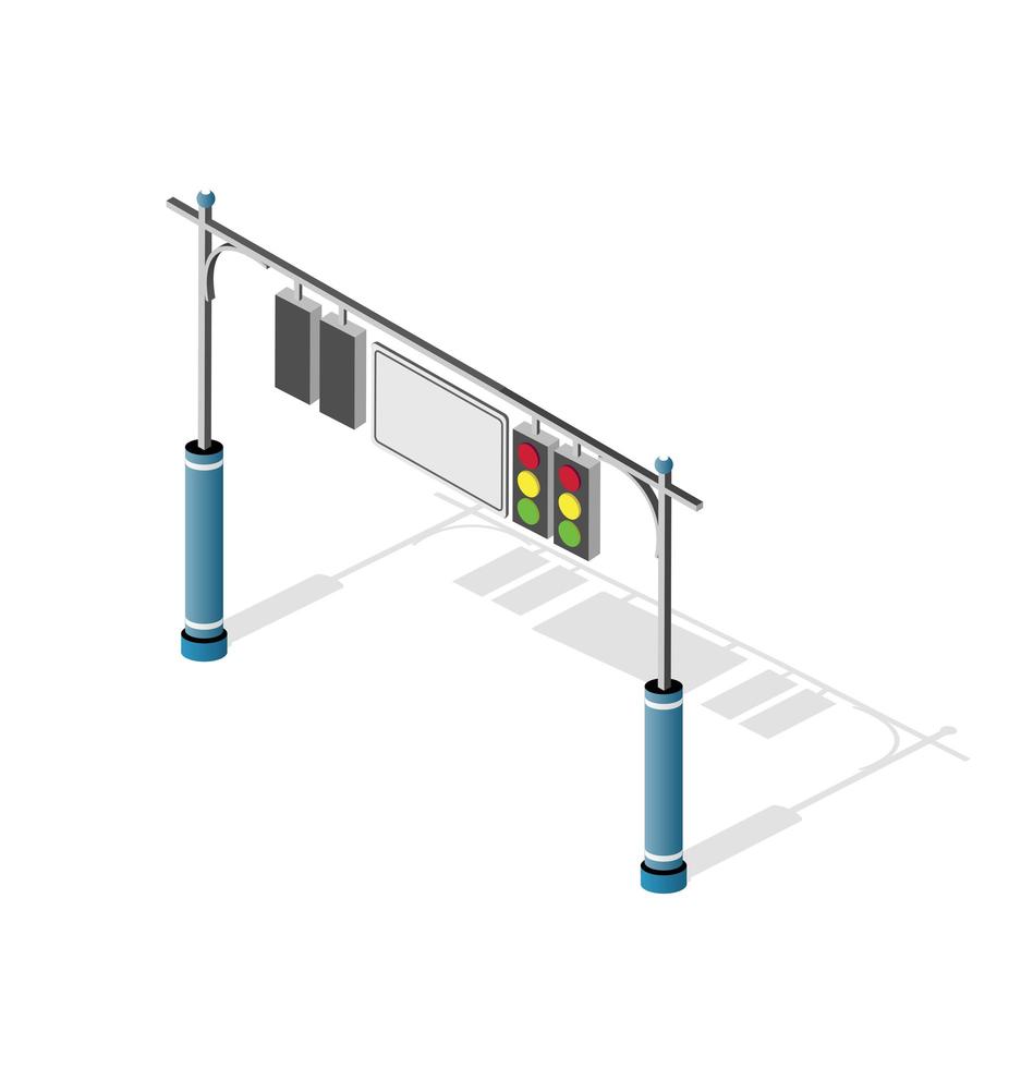 sémaphore de feux de circulation de la ville isométrique vecteur