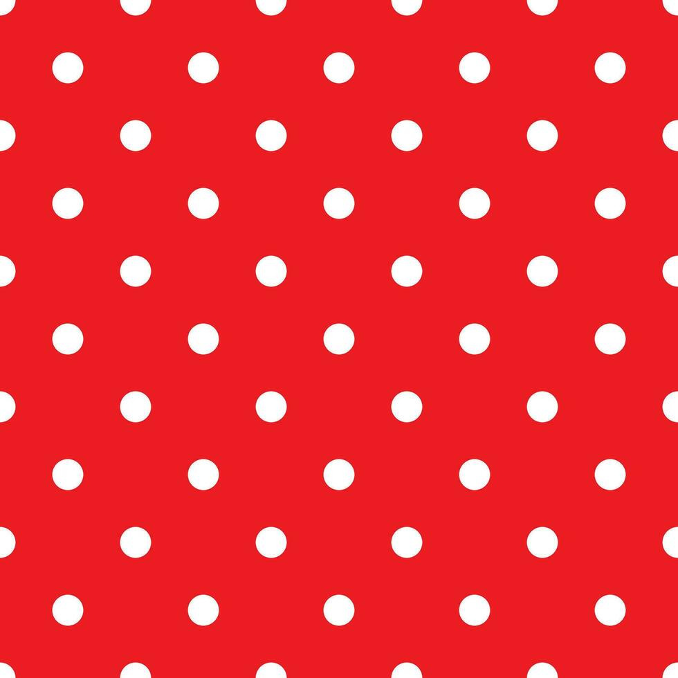 rouge polka point sans couture modèle. rétro texture. blanc polka points sur rouge Contexte. vecteur