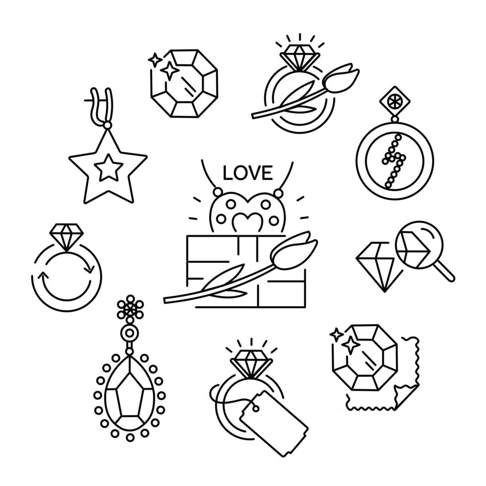icônes de bijoux, illustration vectorielle vecteur