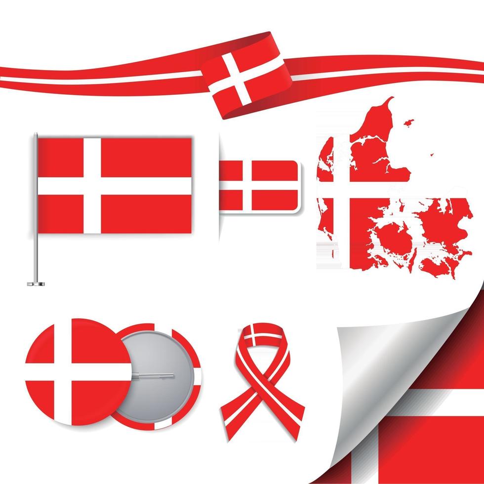 drapeau du Danemark avec des éléments vecteur