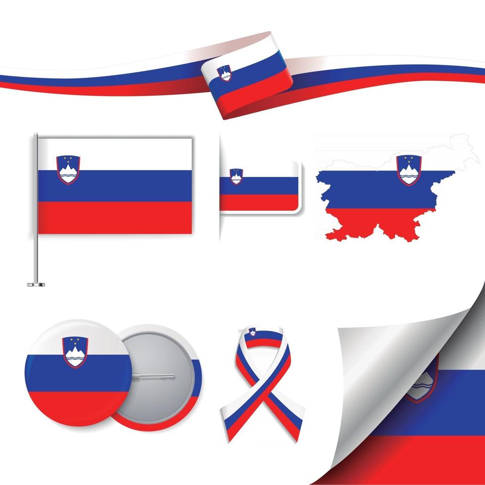 drapeau de la slovénie avec des éléments vecteur