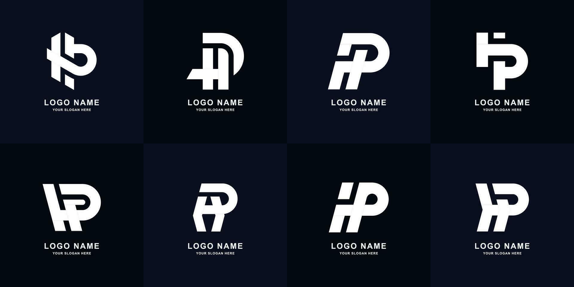 collection lettre hp ou ph monogramme logo conception vecteur