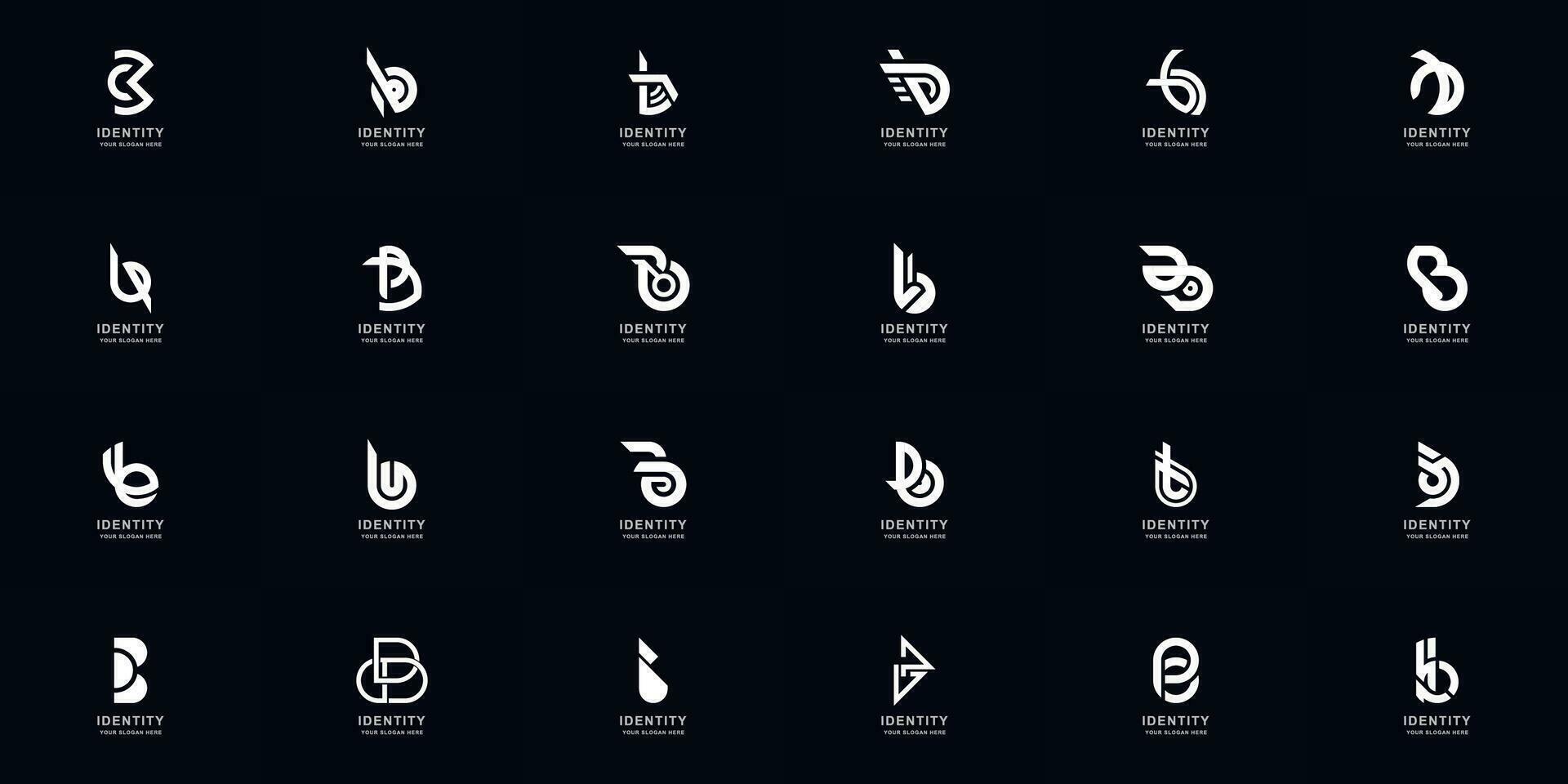 collection plein ensemble abstrait lettre b ou bb monogramme logo conception vecteur