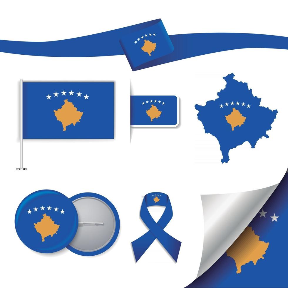 drapeau du kosovo avec des éléments vecteur