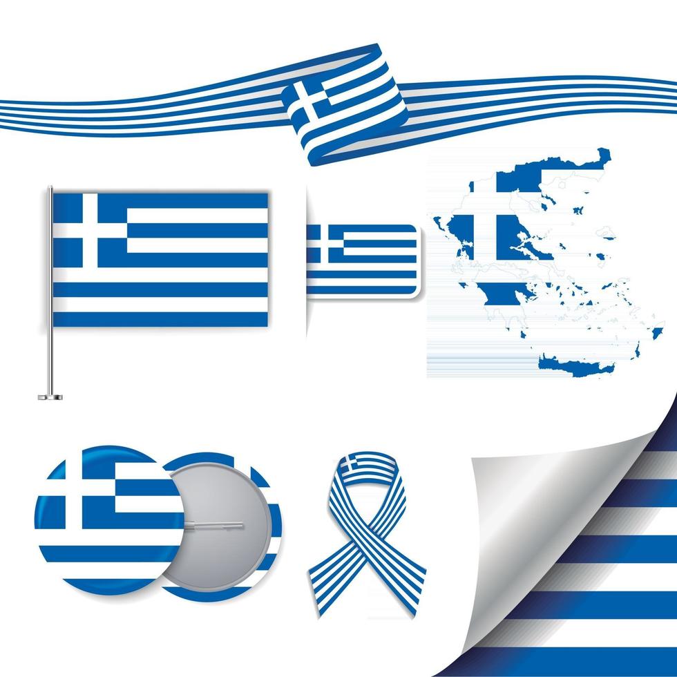 drapeau de la grèce avec des éléments vecteur