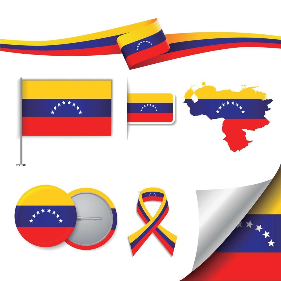 drapeau du venezuela avec des éléments vecteur