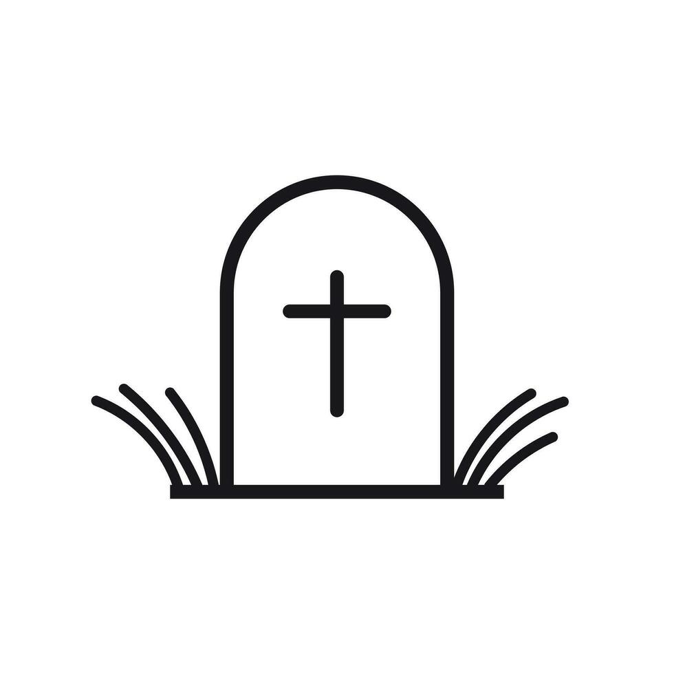 Halloween la tombe icône dans ligne style. pierre tombale vecteur illustration. déchirure pierre tombale plat icône.