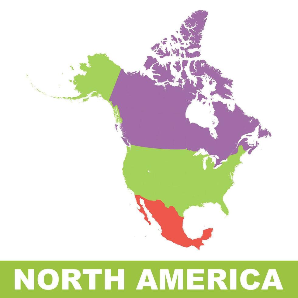 Nord Amérique carte icône. plat vecteur illustration. Nord Amérique signe symbole avec ombre sur blanc Contexte.