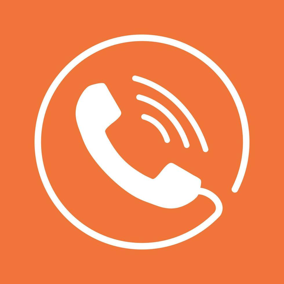téléphone icône vecteur, contact, soutien un service signe sur Orange Contexte. Téléphone, la communication icône dans plat style. vecteur