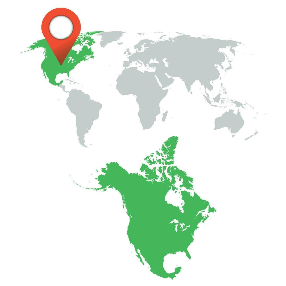 détaillé carte de Nord Amérique et monde carte la navigation ensemble. plat vecteur illustration.