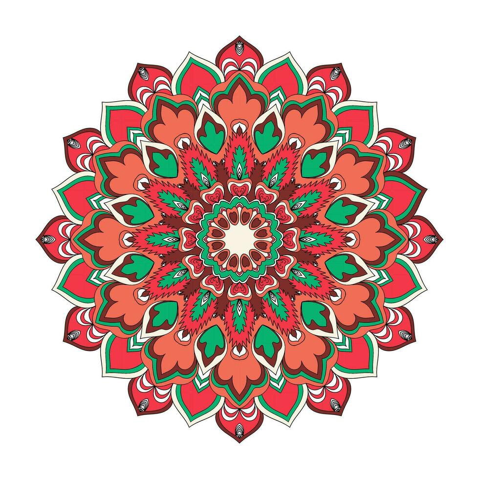 Couleur mandala ornement conception avec une cercle dans le milieu isolé sur une foncé Contexte vecteur
