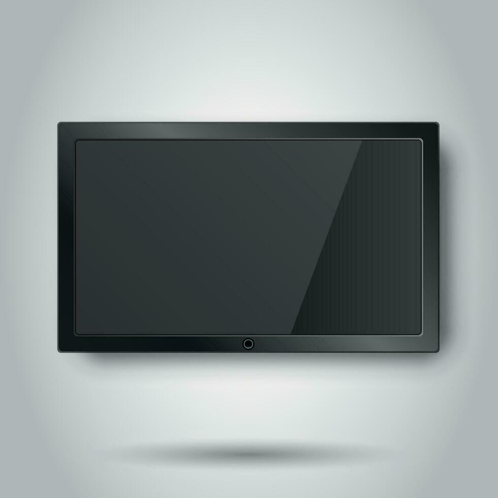 réaliste la télé écran vecteur icône dans plat style. moniteur plasma illustration sur blanc Contexte. la télé afficher affaires concept.