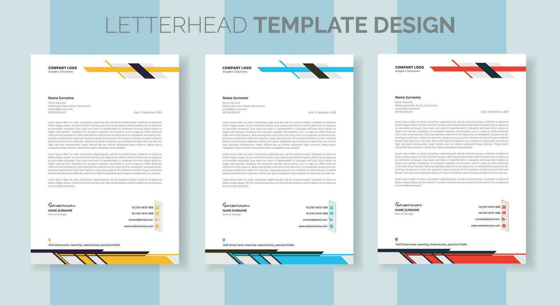 entreprise moderne affaires en-tête de lettre conception modèle. Créatif moderne en-tête de lettre conception modèle pour votre projet. lettre diriger, en-tête de lettre, affaires en-tête de lettre conception vecteur