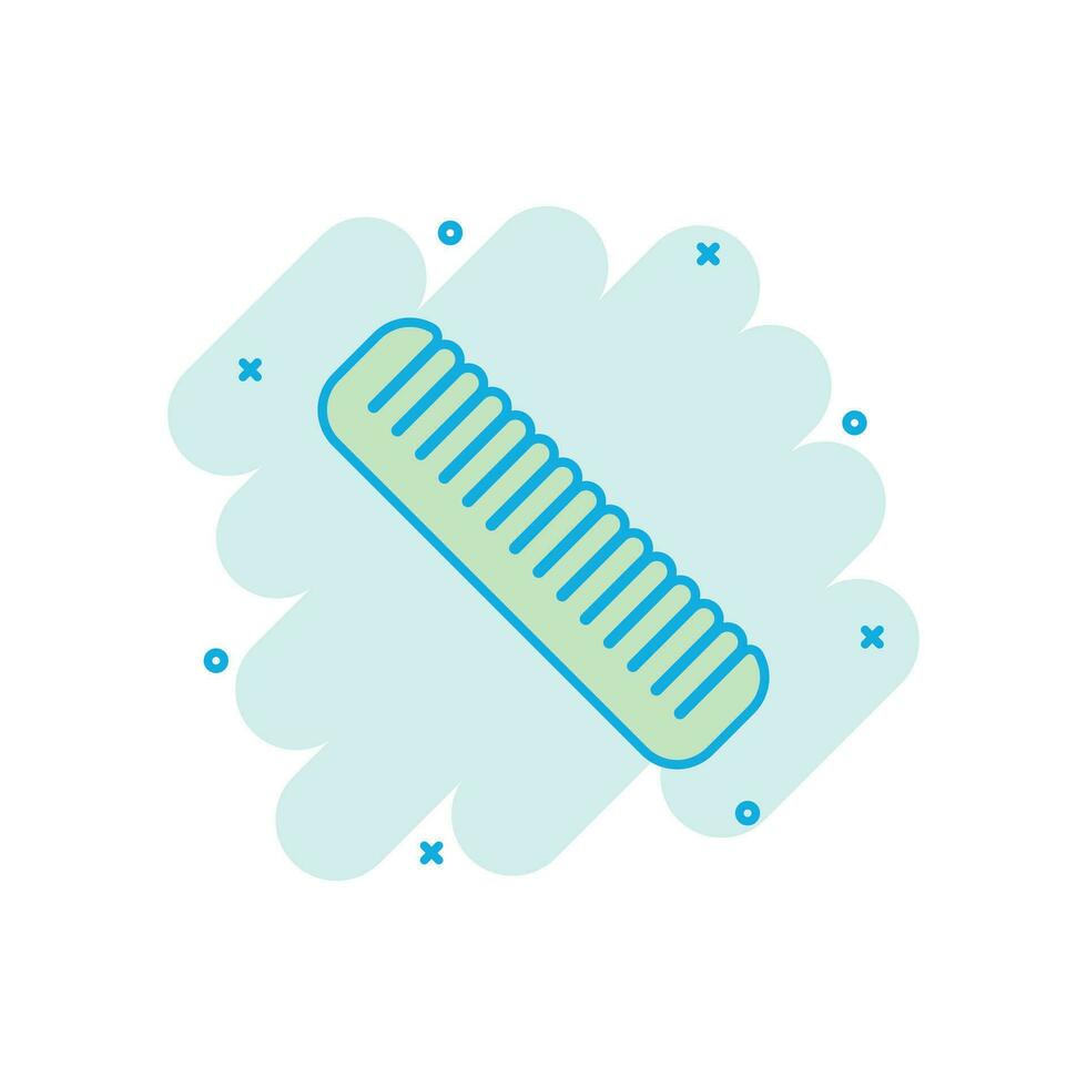 icône de brosse à cheveux dans le style comique. pictogramme d'illustration de dessin animé de vecteur d'accessoire de peigne. effet d'éclaboussure de concept d'entreprise de brosse à cheveux.