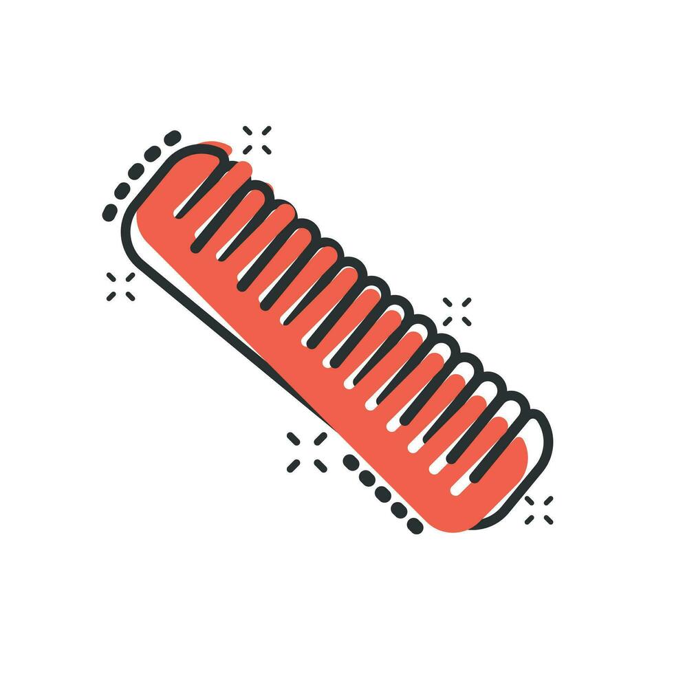 icône de brosse à cheveux dans le style comique. pictogramme d'illustration de dessin animé de vecteur d'accessoire de peigne. effet d'éclaboussure de concept d'entreprise de brosse à cheveux.