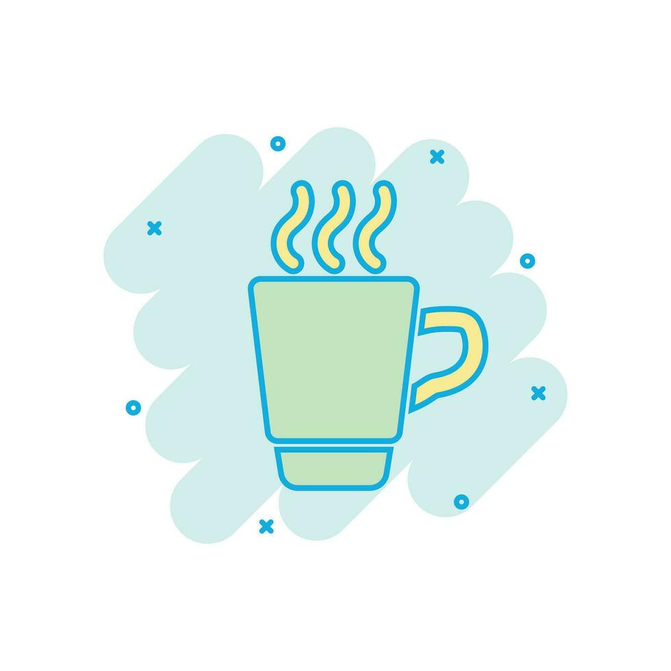 café, icône de tasse de thé dans le style comique. pictogramme d'illustration de dessin animé de vecteur de tasse de café. boisson effet splash concept d'entreprise.