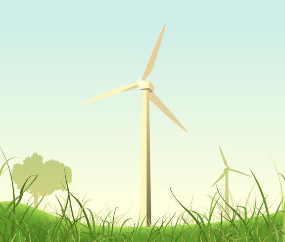 Affiche de moulins à vent de printemps et d'été vecteur