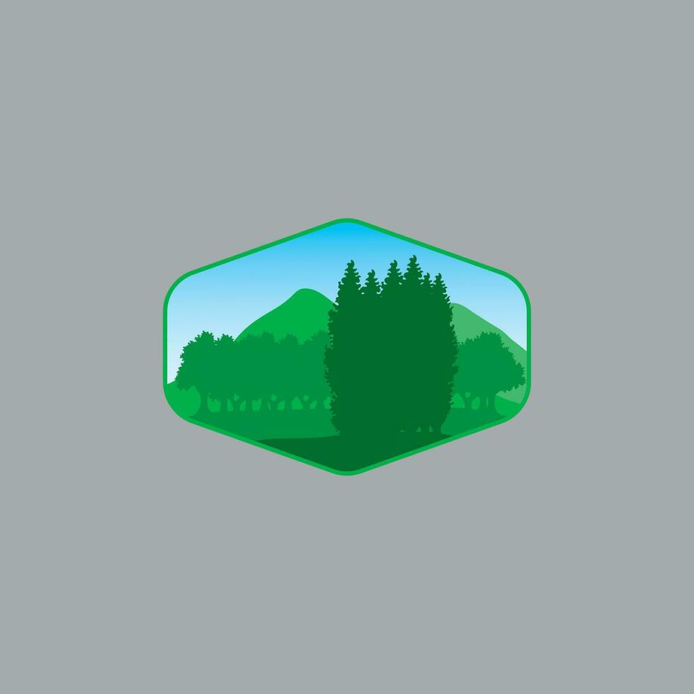 Montagne forêt logo illustration conception vecteur