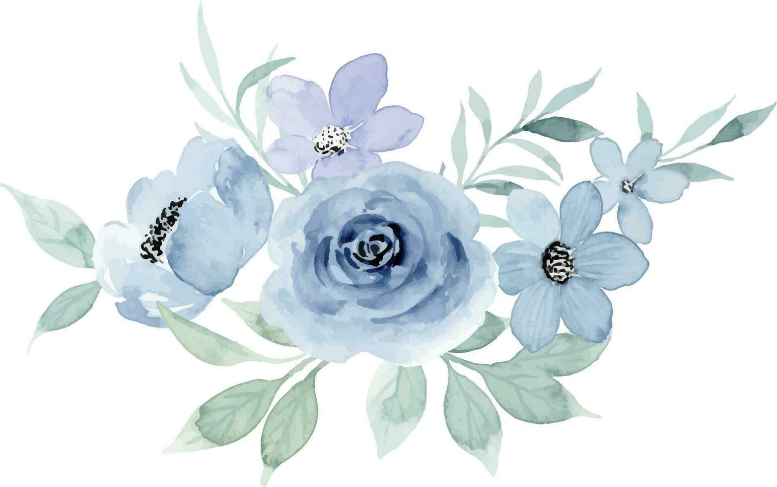 bleu floral aquarelle bouquet pour arrière-plan, mariage, tissu, textile, salutation, carte, fond d'écran, bannière, autocollant, décoration etc. vecteur