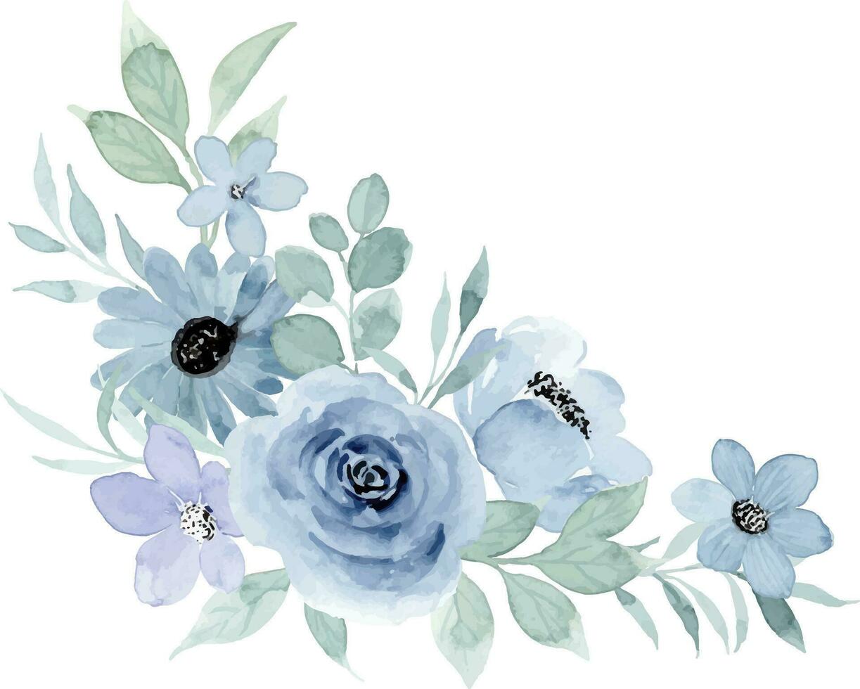 bleu floral aquarelle bouquet pour arrière-plan, mariage, tissu, textile, salutation, carte, fond d'écran, bannière, autocollant, décoration etc. vecteur