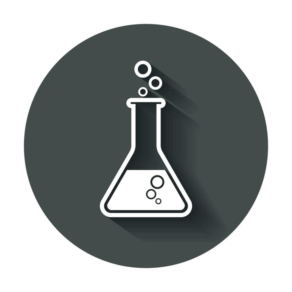 chimique tester tube pictogramme icône. laboratoire verrerie ou gobelet équipement isolé sur blanc Contexte. expérience flacons avec longue ombre. vecteur