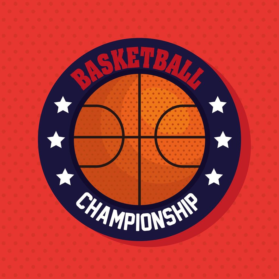 championnat de basket-ball, emblème, design avec ballon de basket-ball vecteur