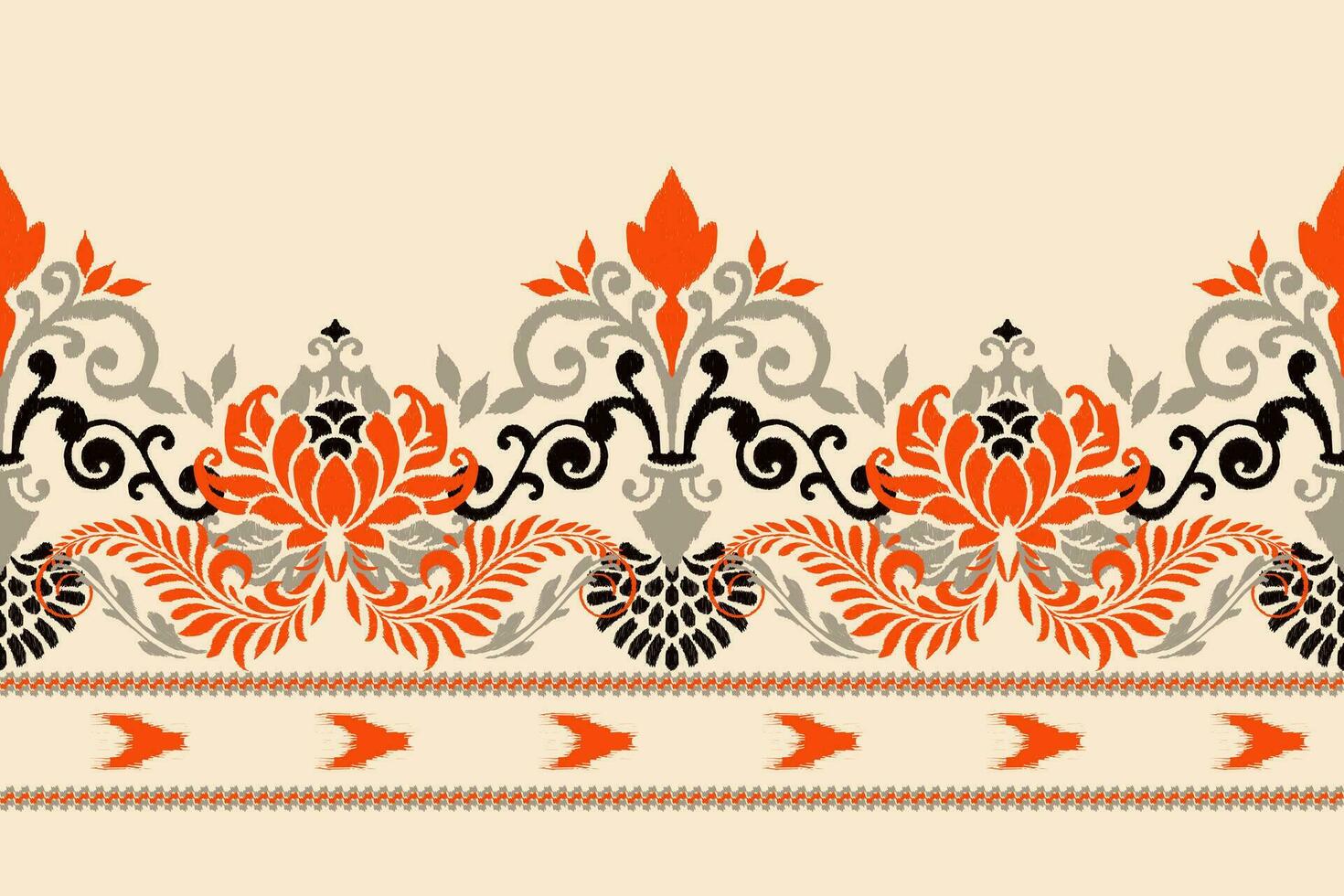 ikat floral paisley broderie sur crème background.ikat ethnique Oriental modèle traditionnel.aztèque style abstrait vecteur illustration.design pour texture, tissu, vêtements, emballage, décoration, sarong, écharpe