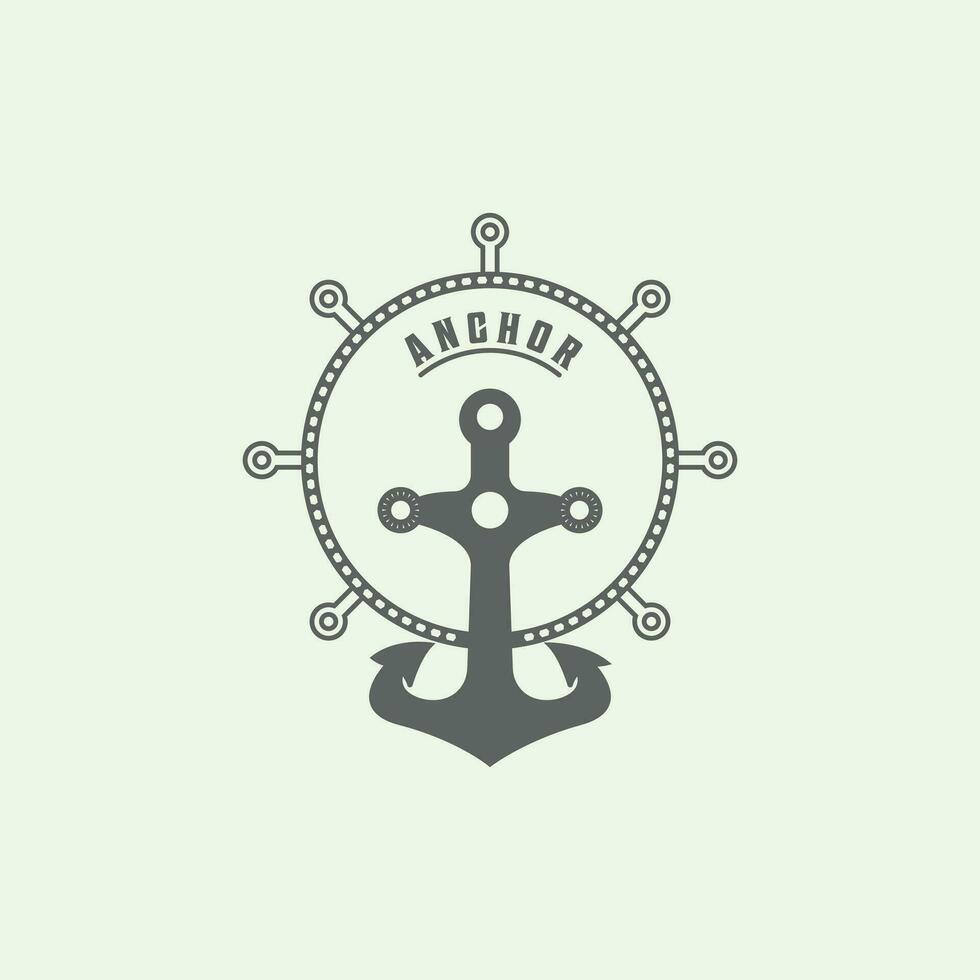 croisière navire ancre ancien signe minimaliste conception logo vecteur