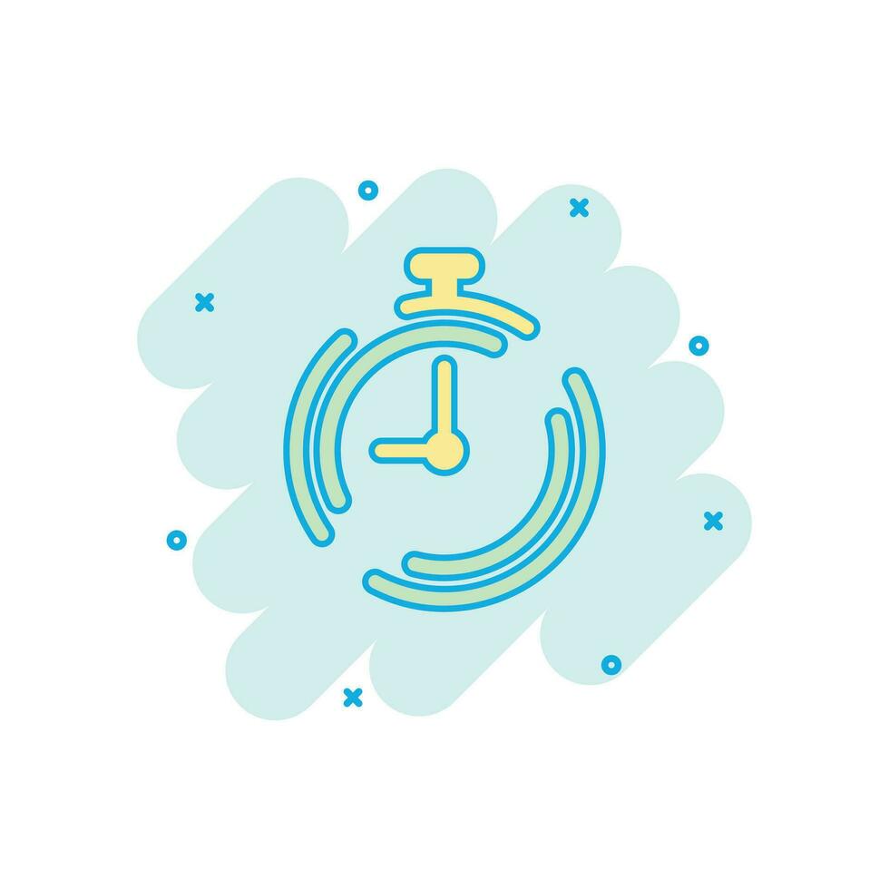 icône de minuterie d'horloge de dessin animé de vecteur dans le style comique. pictogramme d'illustration de concept d'alarme de temps. concept d'effet d'éclaboussure d'affaires d'horloge de chronomètre.