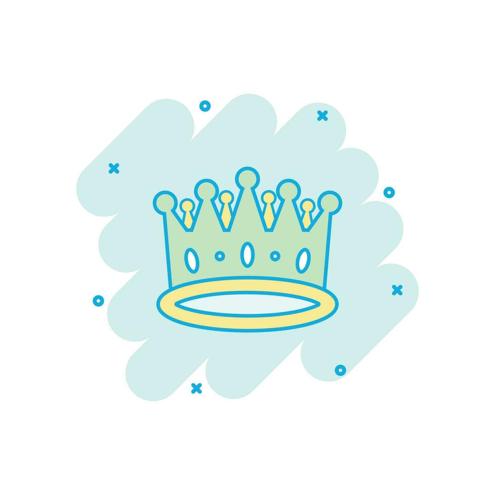 icône de diadème de couronne de dessin animé de vecteur dans le style comique. pictogramme d'illustration de la couronne de redevances. roi, concept d'effet d'éclaboussure d'entreprise de royalties de princesse.