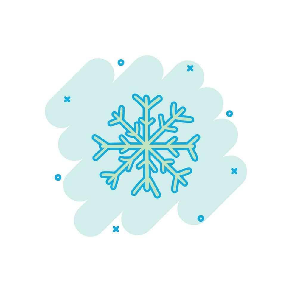 icône de flocon de neige dessinée à la main de dessin animé de vecteur dans le style comique. pictogramme d'illustration de doodle de croquis de flocon de neige. concept d'effet d'éclaboussure d'affaires de noël d'hiver dessiné à la main.