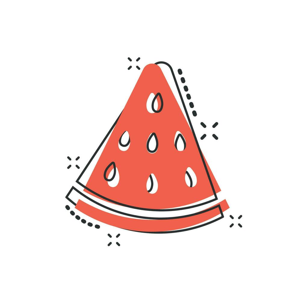 icône de fruit de pastèque de dessin animé de vecteur dans le style comique. pictogramme d'illustration de signe de baies mûres. concept d'effet d'éclaboussure d'entreprise de pastèque.