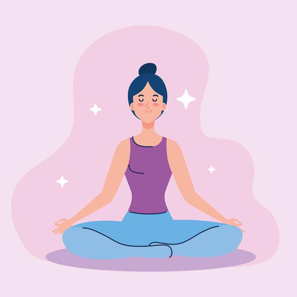 femme méditant, concept de yoga, méditation, détente, mode de vie sain vecteur