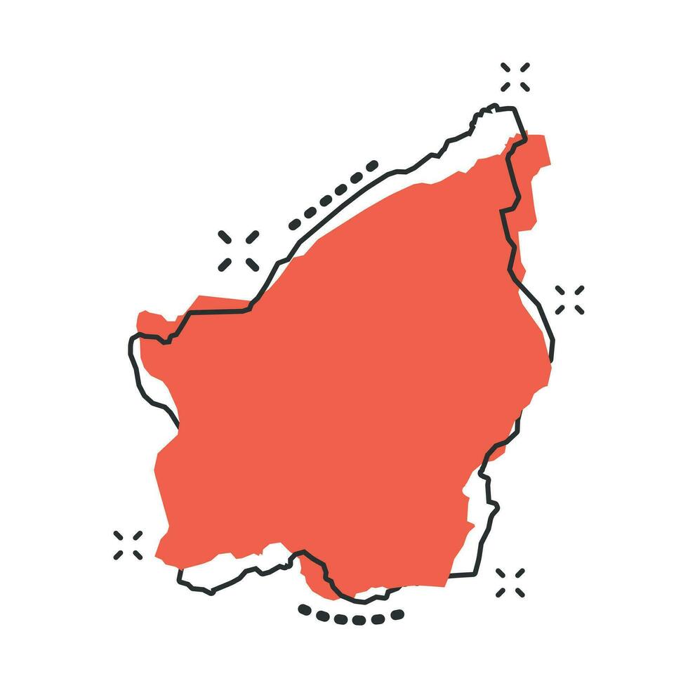 icône de carte de Saint-marin de dessin animé de vecteur dans le style comique. pictogramme d'illustration de signe de saint-marin. carte de cartographie concept d'effet d'éclaboussure d'entreprise.