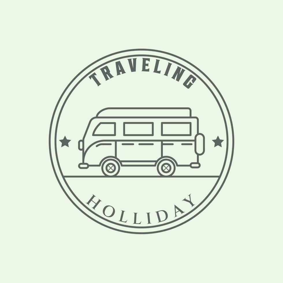 vacances Voyage van logo ligne conception art minimaliste symbole vecteur